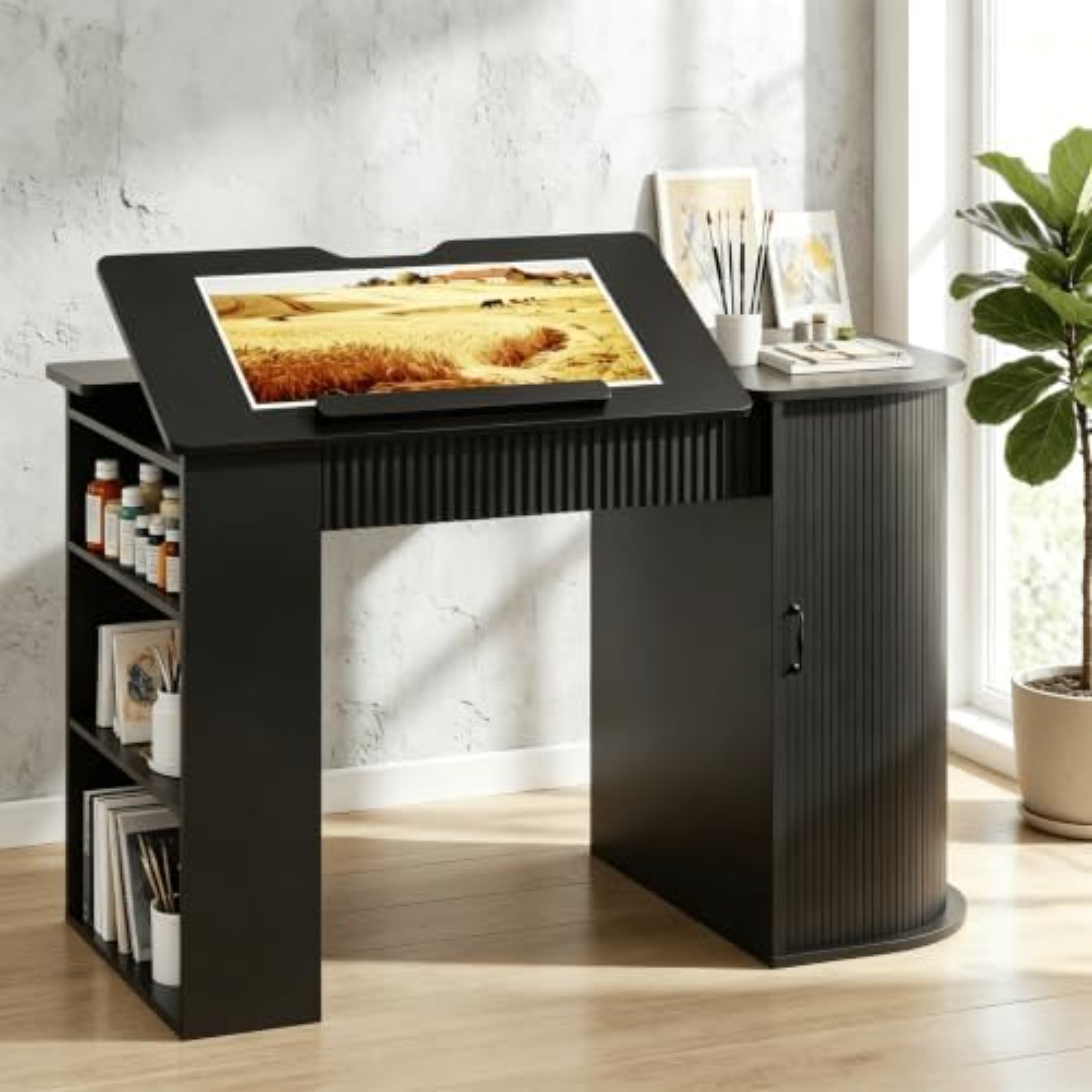 Art Craft Us - Drafting Table with Storage Cabinet &