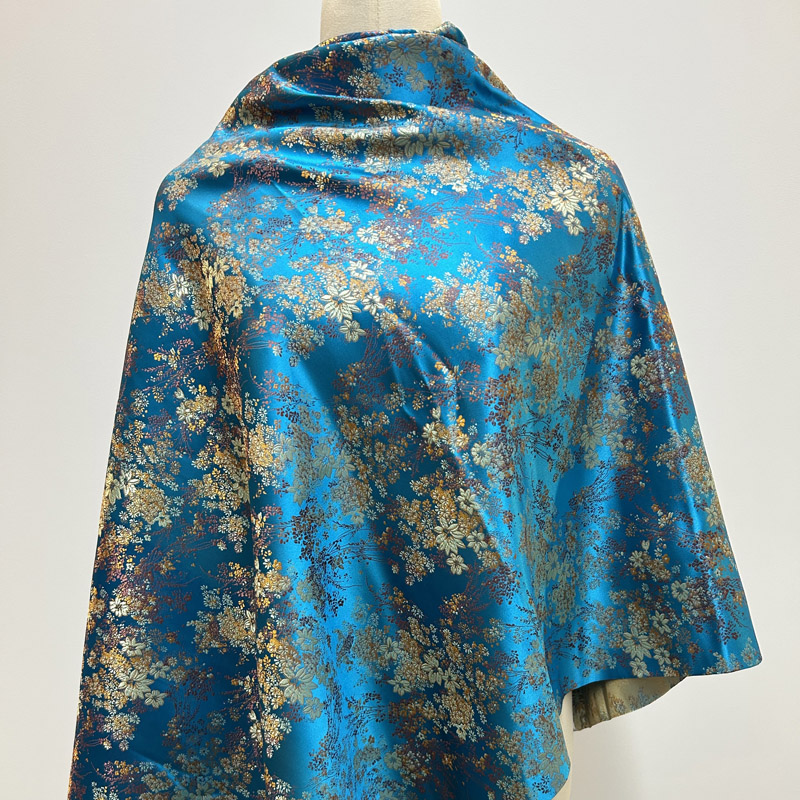 Art Craft Upholstery - Pre-cut Vibrant Shiny Floral Silky Brocade