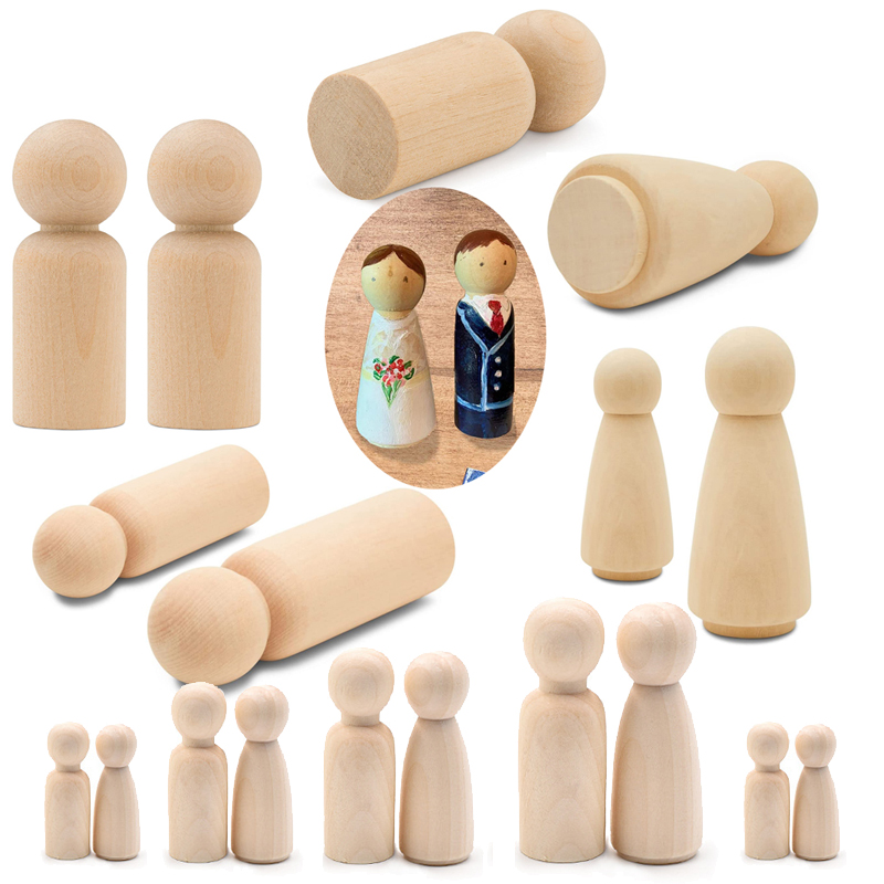 Art And Craft For Nursery - 5Pcs Unfinished Wood Peg Dolls Bodies