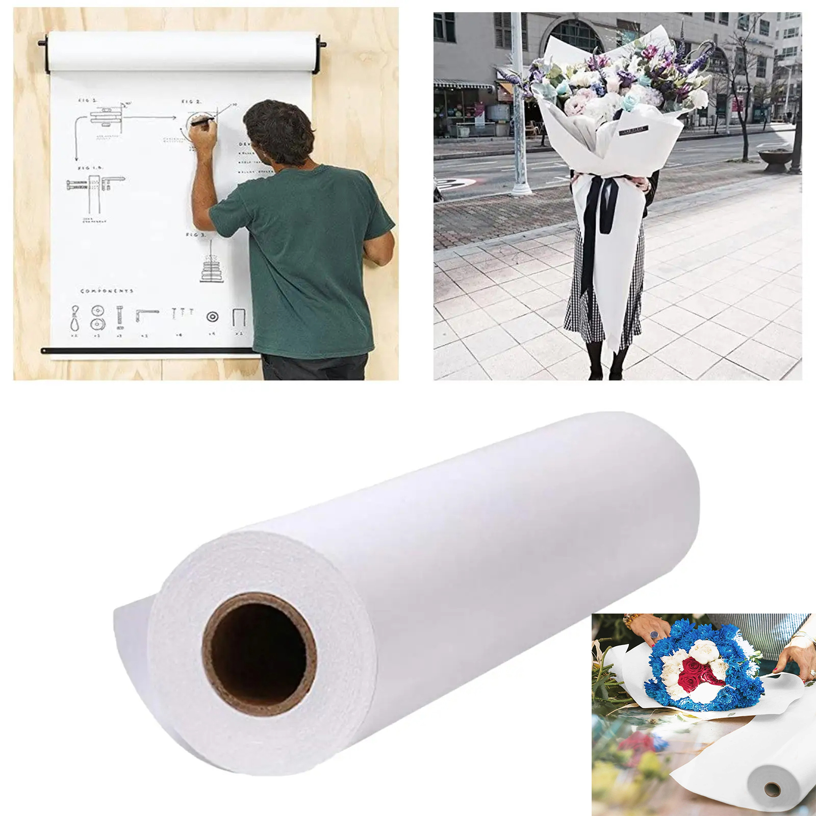 Art And Craft Recycle - 2m/5m/10m/x 38cm Roll White Kraft Arts