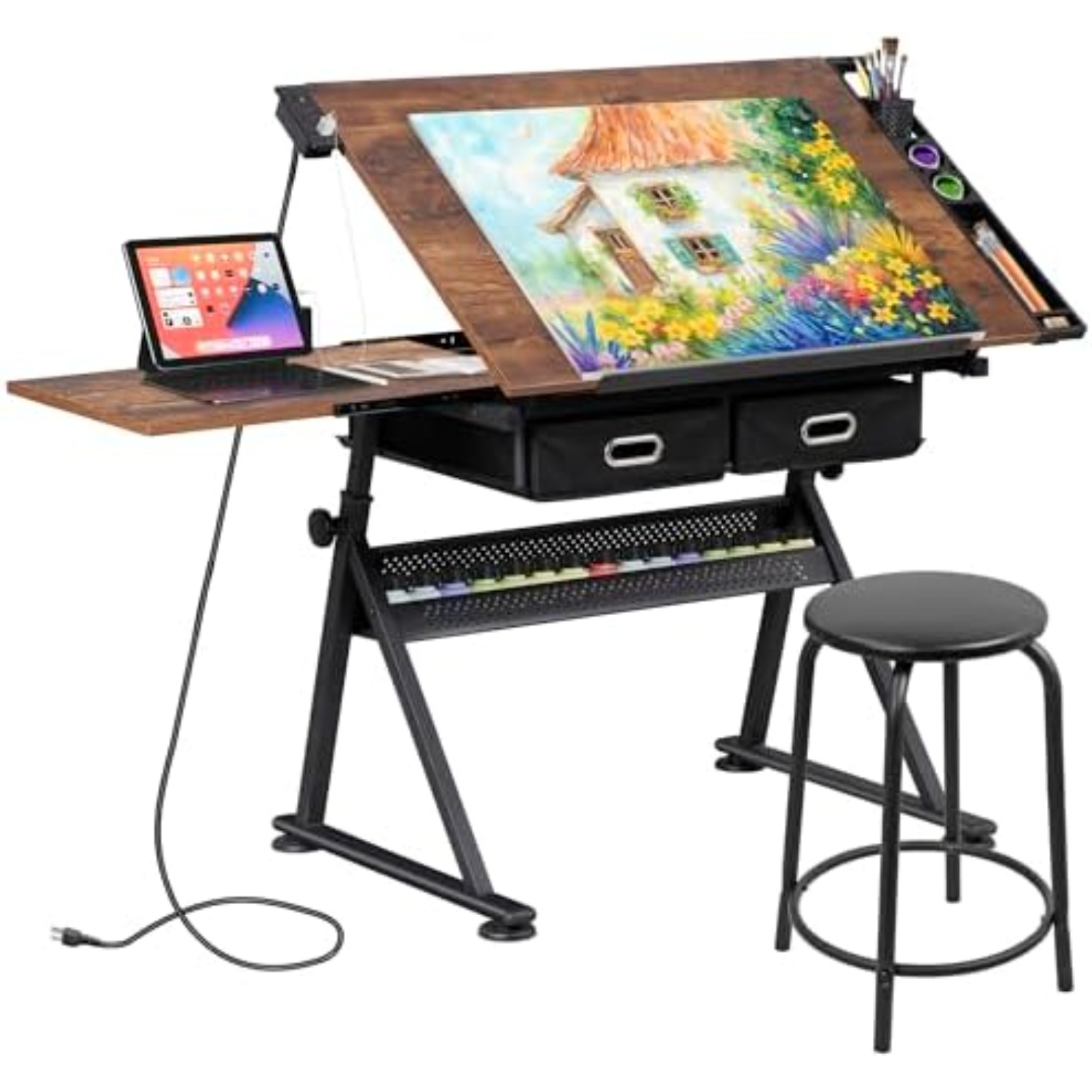 Art Craft Us - Adjustable Drafting Table with Stool, Tilting