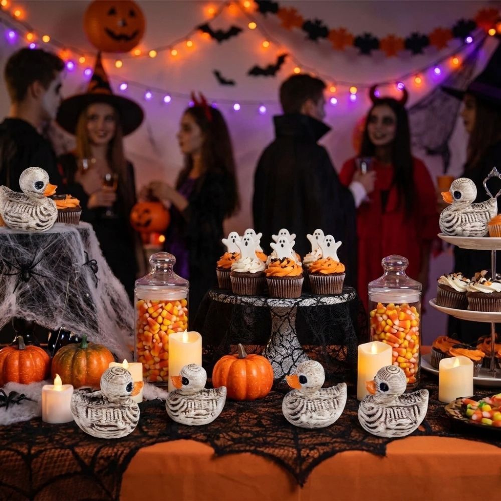 Art Craft Duck - Gothic Style Halloween Skeleton Duck Statue