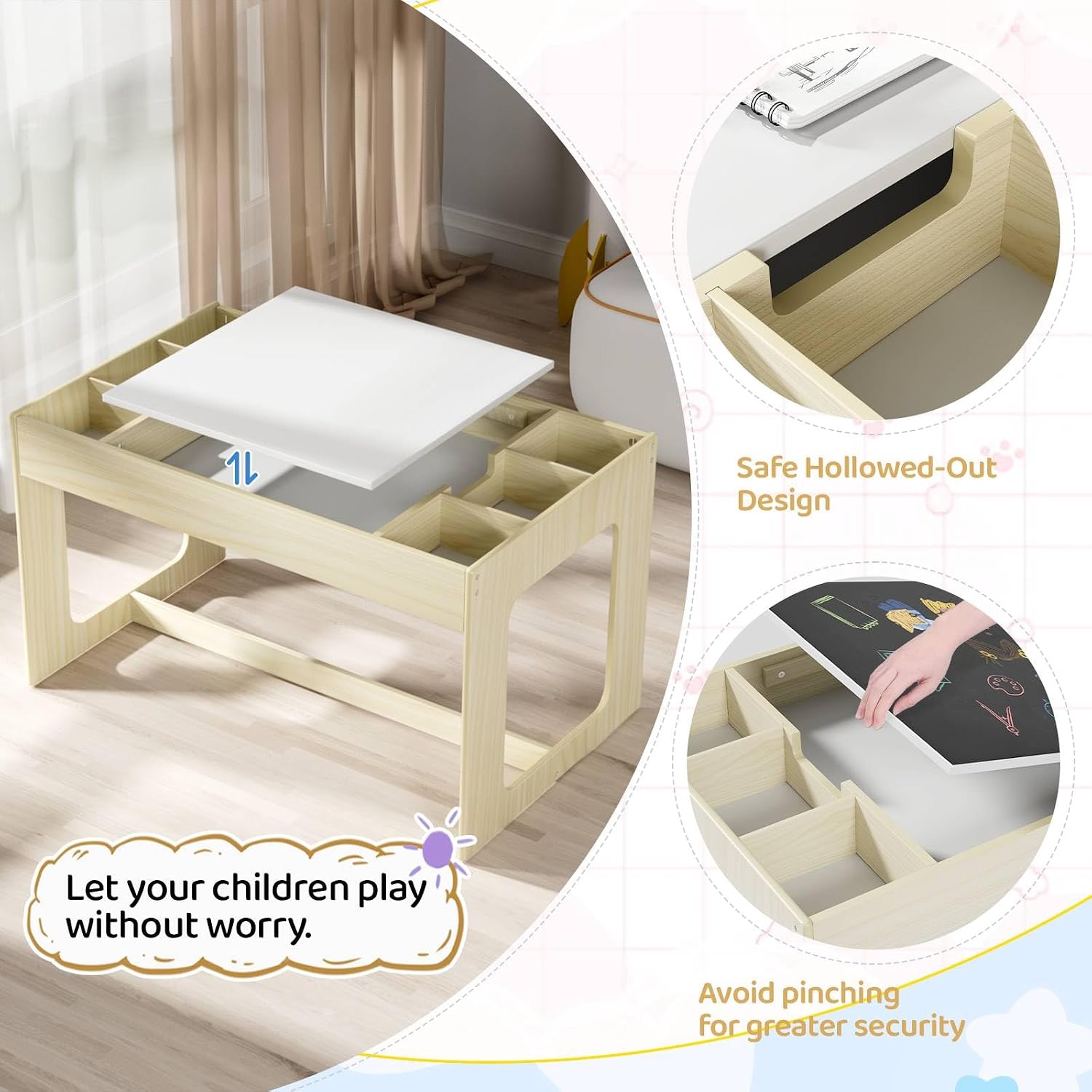 3 in 1 Kids Art Table and Chai - Art And Craft For Nursery 评论和价格