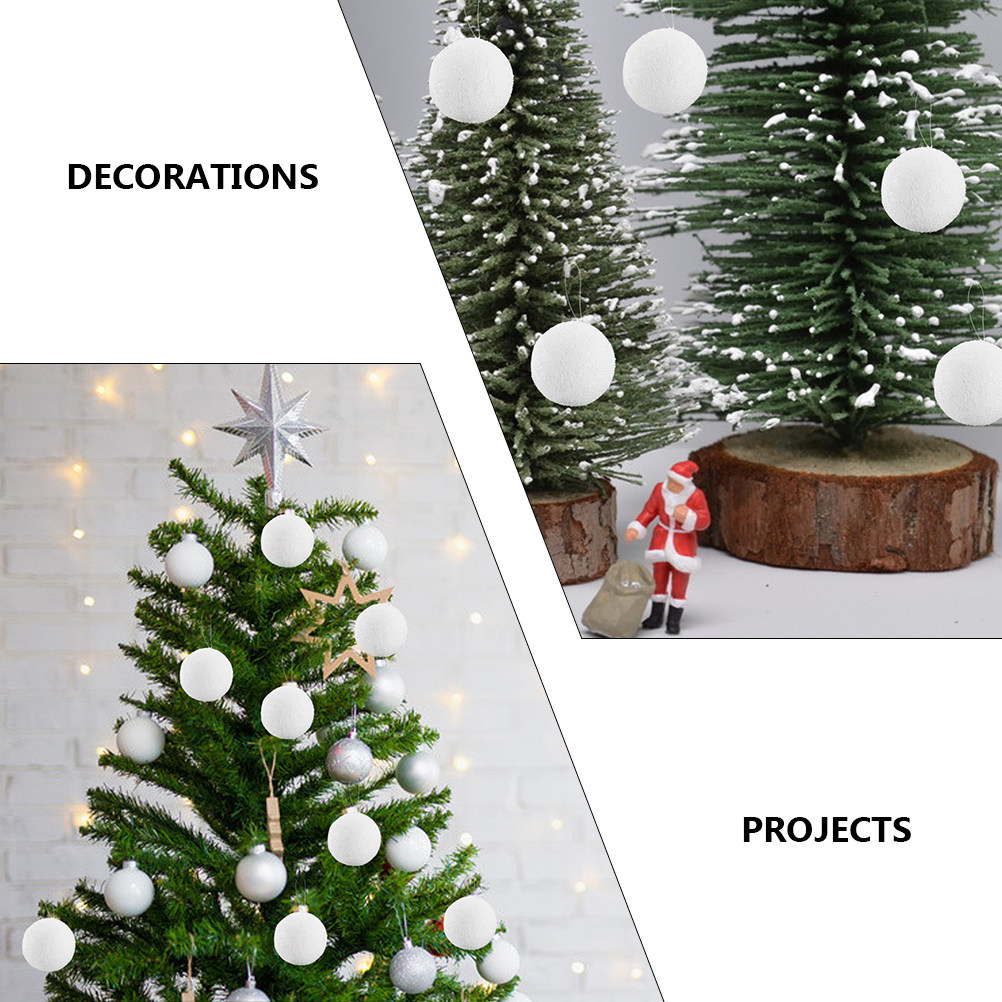 6Pcs White Xmas Ball Solid Den - Art Craft School 评论和价格