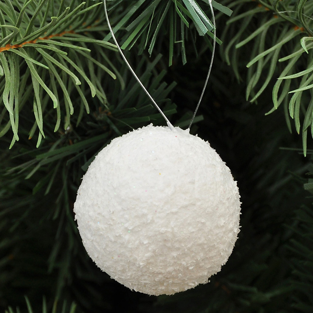 6Pcs White Xmas Ball Solid Den - Art Craft School 评论和价格