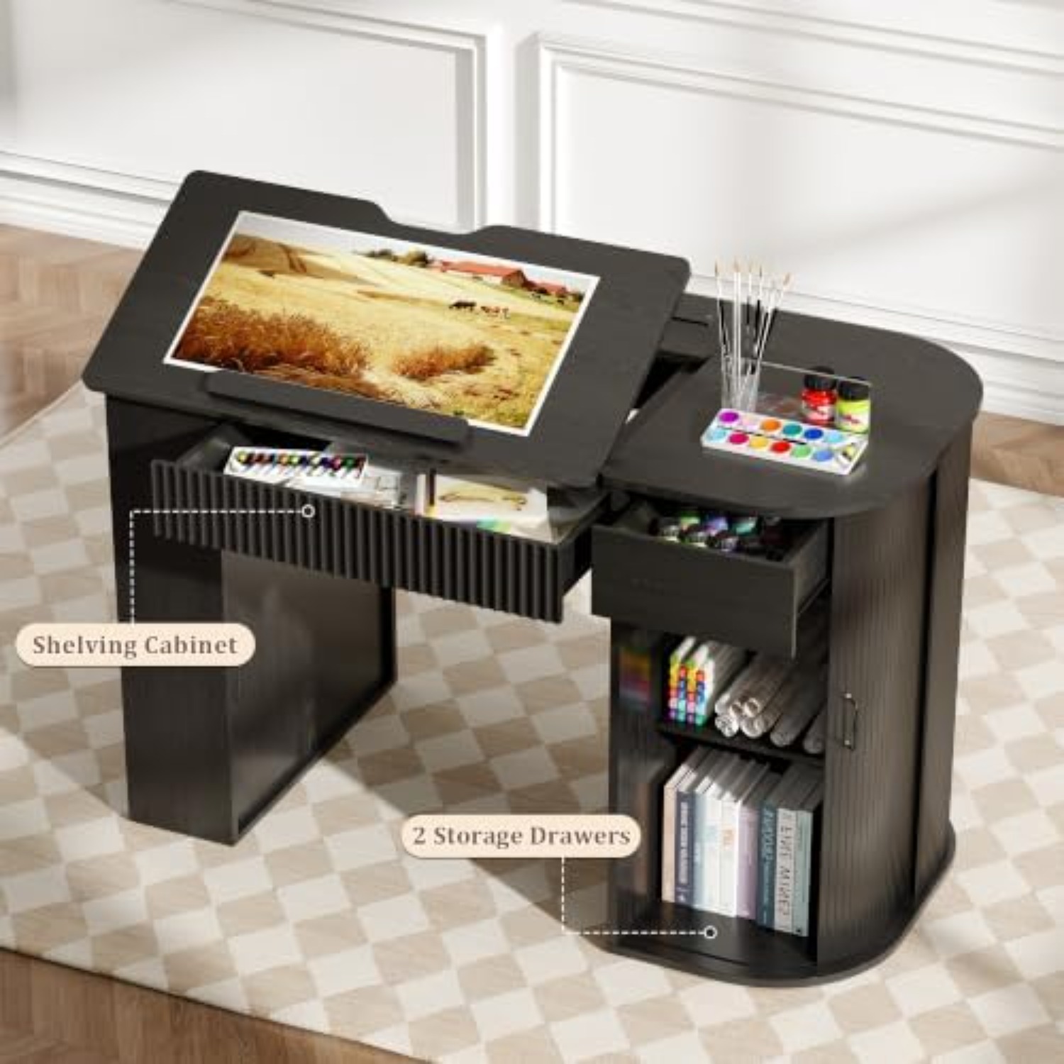 Drafting Table with Storage Ca - Art Craft Us 评论和价格