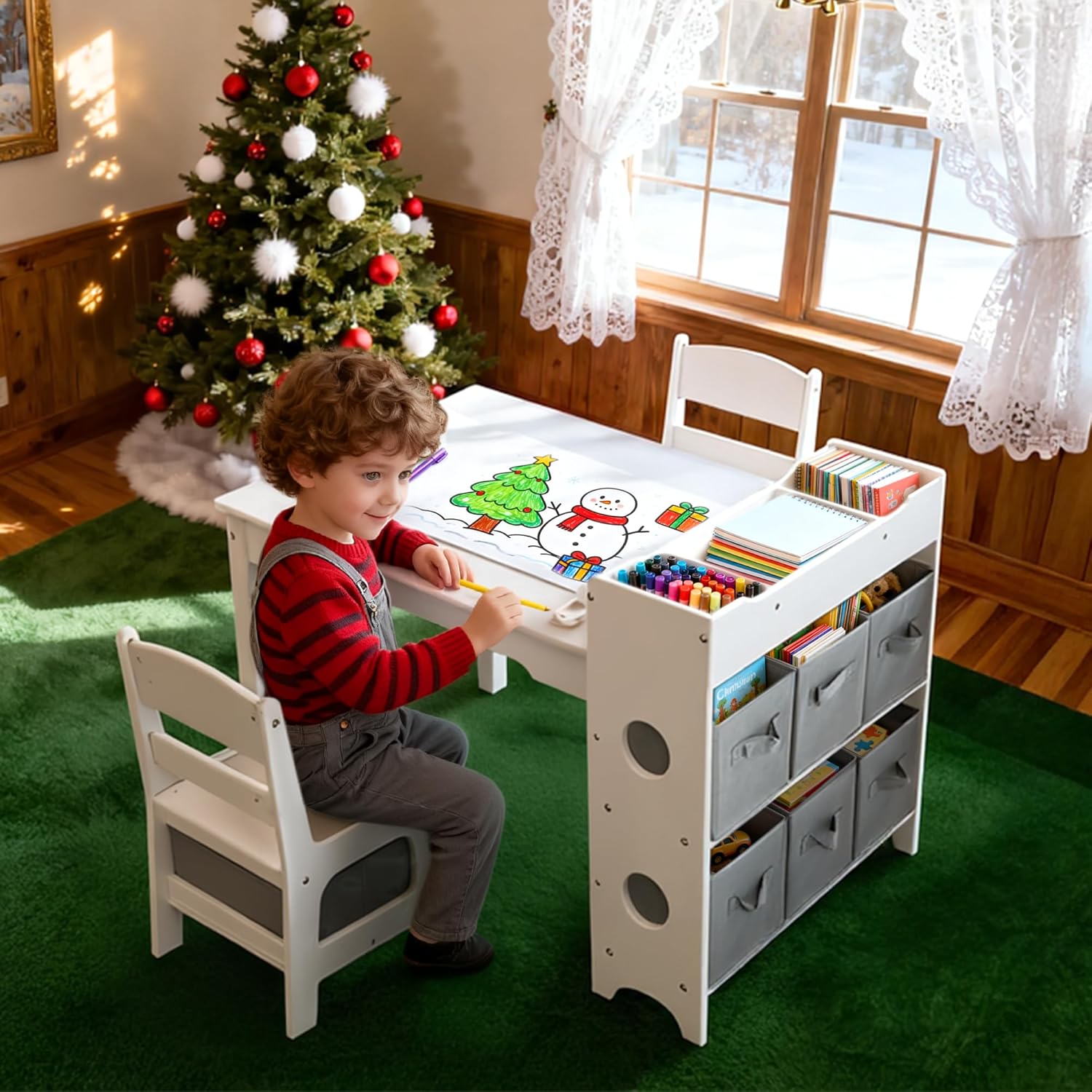 Kids Art Table & Chair Set, Wo - Art And Craft For Nursery 评论和价格