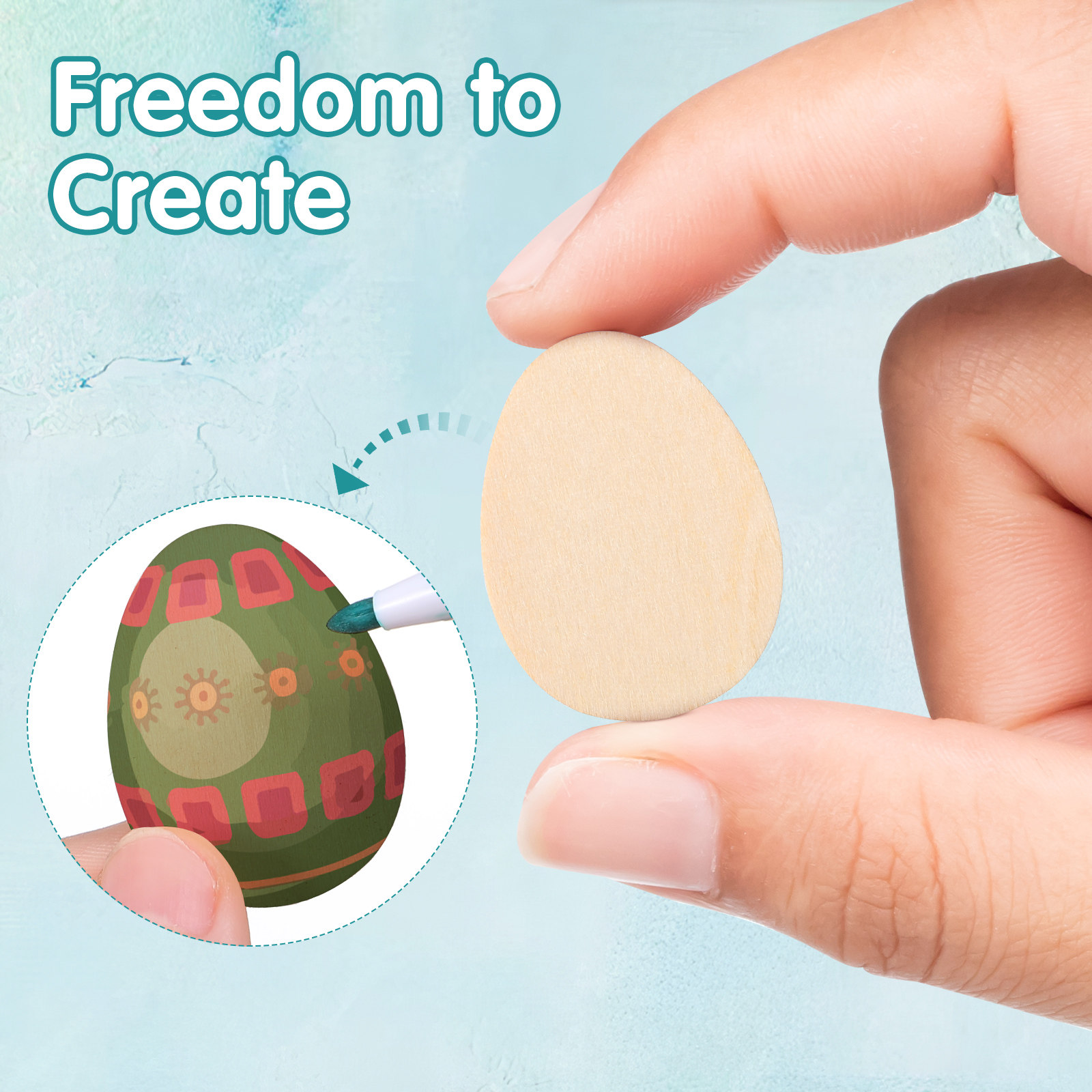 100Pcs 40Mm Egg Shape Wood DIY - Art And Craft For Nursery 评论和价格