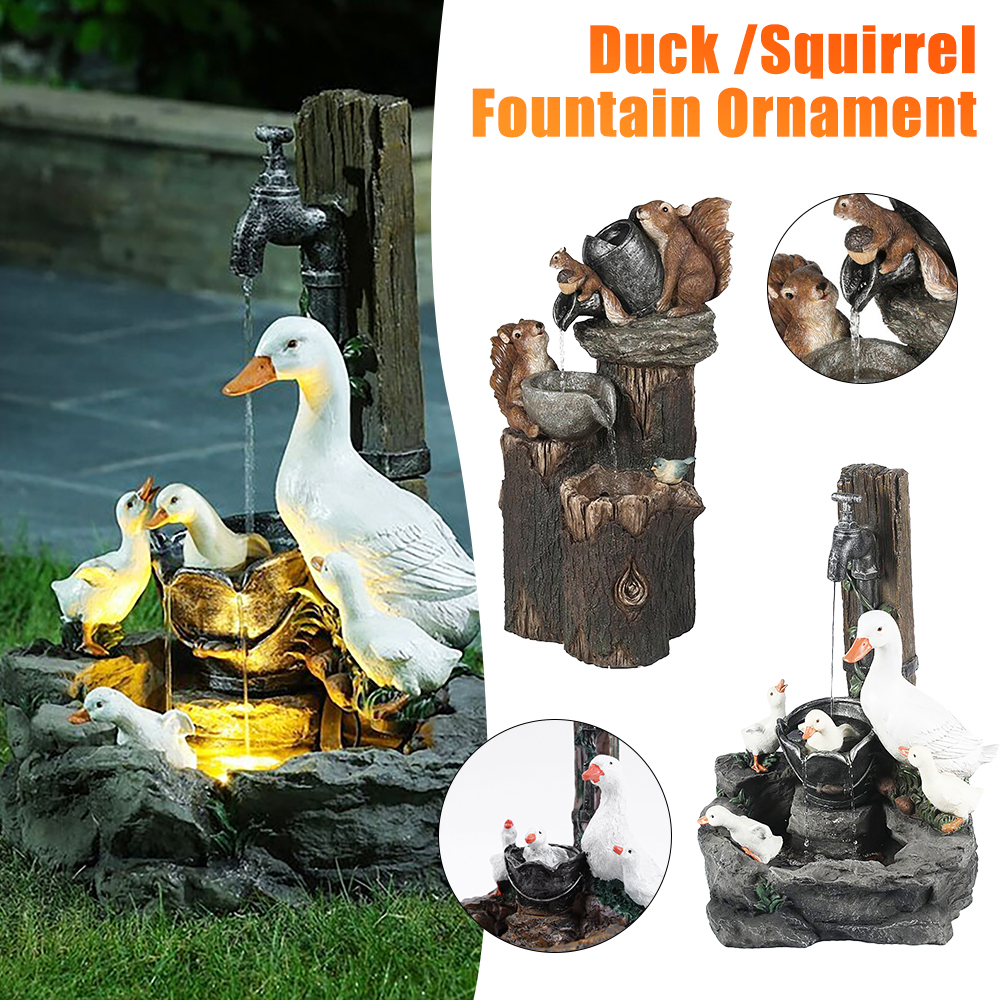Duck Squirrel Solar Fountain O - Art Craft Duck 评论和价格