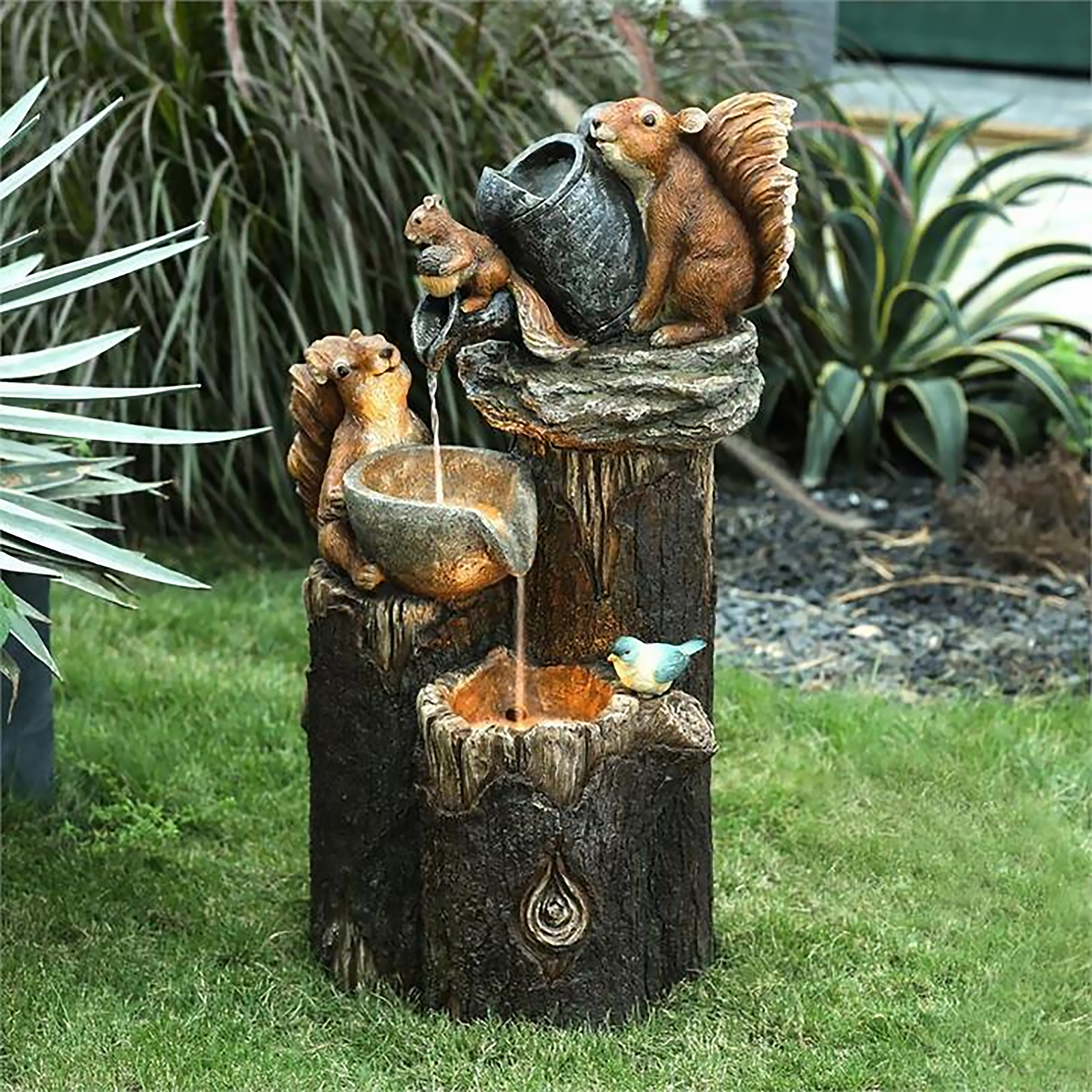 Duck Squirrel Solar Fountain O - Art Craft Duck 评论和价格