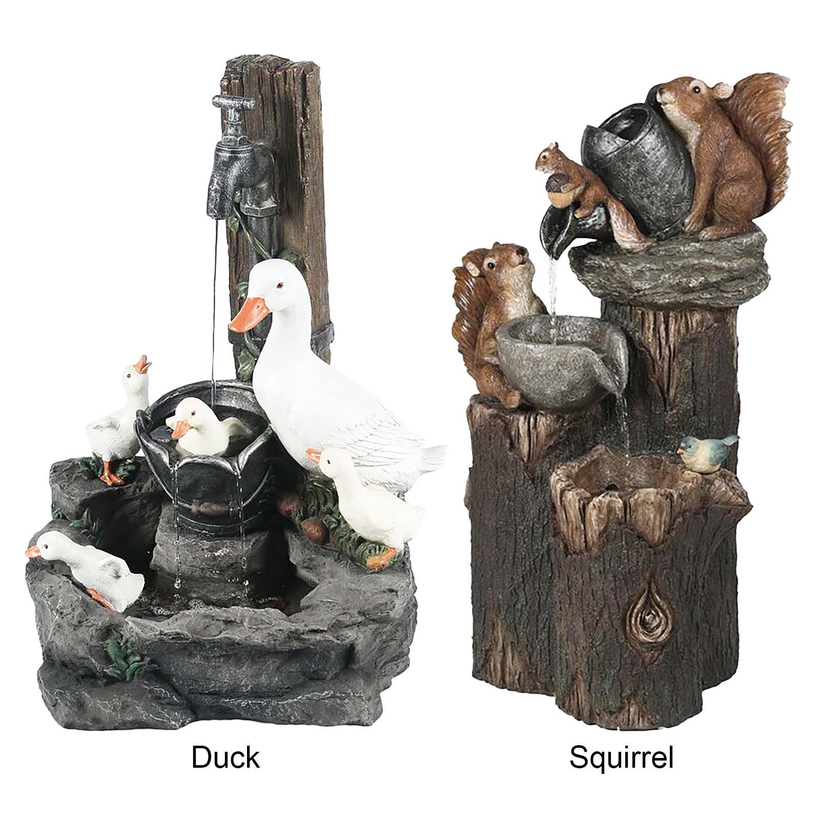 Duck Squirrel Solar Fountain O - Art Craft Duck 评论和价格