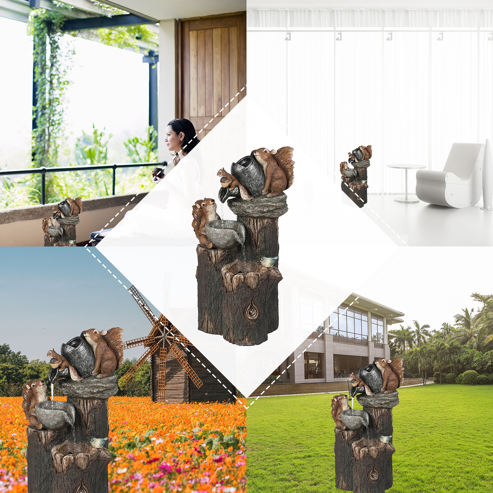 Duck Squirrel Solar Fountain O - Art Craft Duck 评论和价格