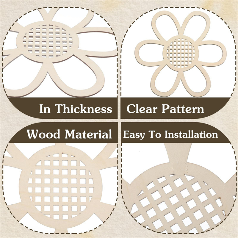 5pcs Wooden Flower Wall Decor  - Art And Craft For Nursery 评论和价格
