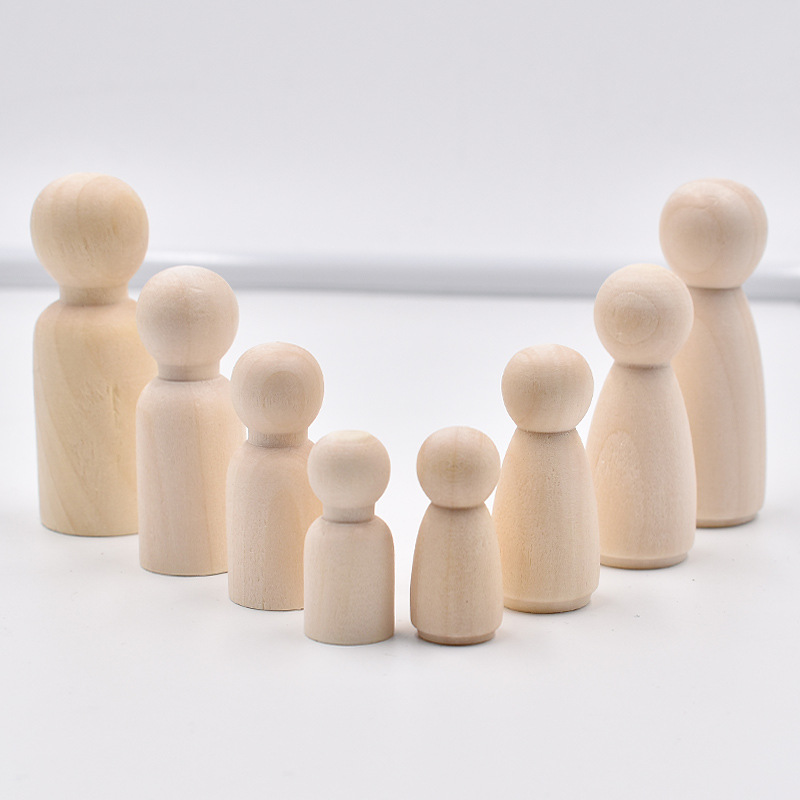 5Pcs Unfinished Wood Peg Dolls - Art And Craft For Nursery 评论和价格