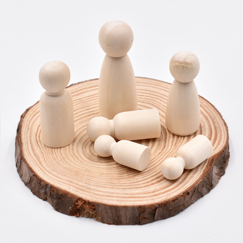 5Pcs Unfinished Wood Peg Dolls - Art And Craft For Nursery 评论和价格