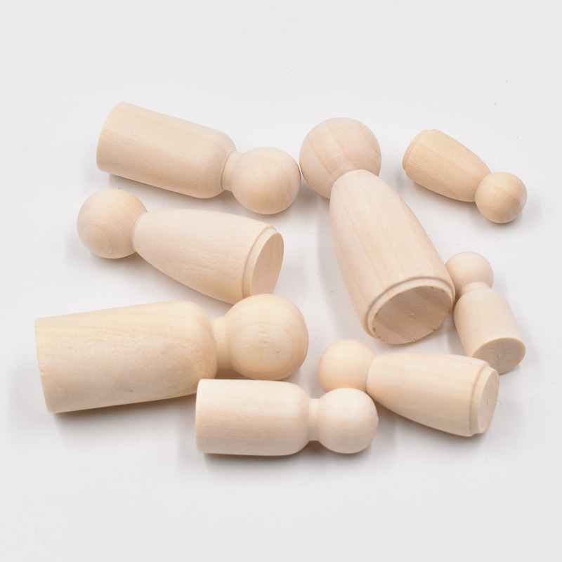 5Pcs Unfinished Wood Peg Dolls - Art And Craft For Nursery 评论和价格