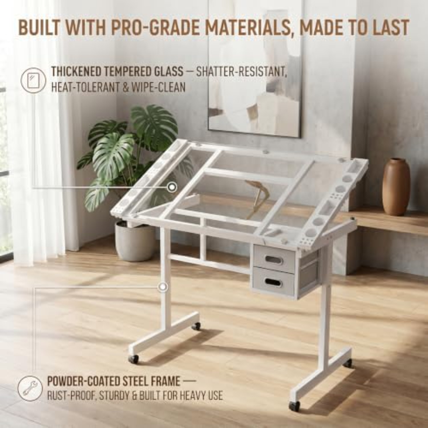 Rolling Drafting Table Desk, P - Art Craft Us 评论和价格