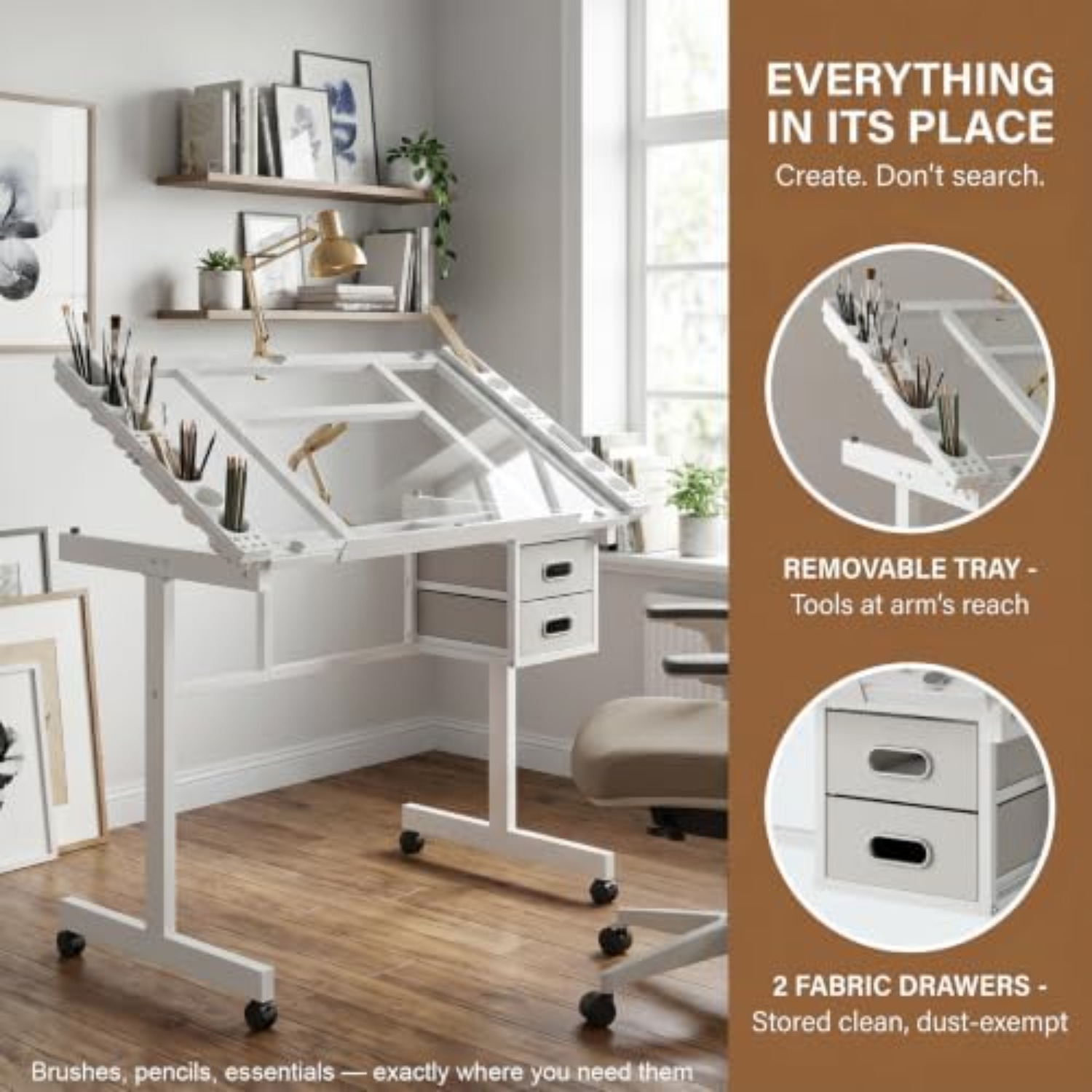 Rolling Drafting Table Desk, P - Art Craft Us 评论和价格