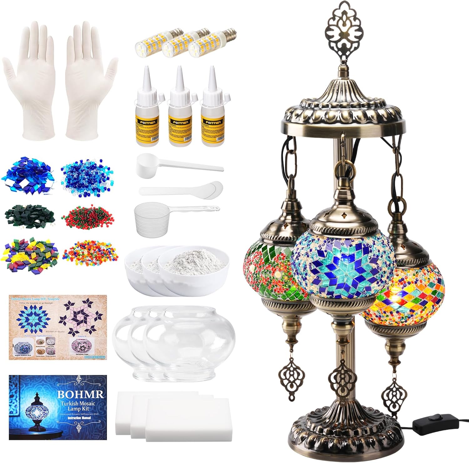 DIY 3 Globe Turkish Mosaic Lam - Art Craft Us 评论和价格